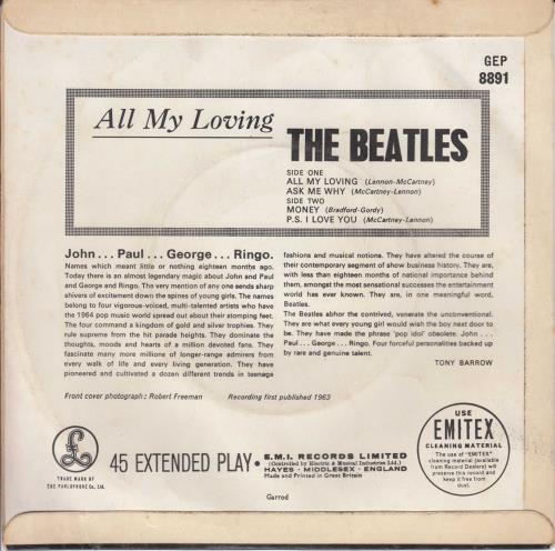 限定ジャケット！The Beatles All My Loving モノラル盤 BEATLES / ALL MY LOVING ／ LOVE ME DO [7inch - OR-1094
